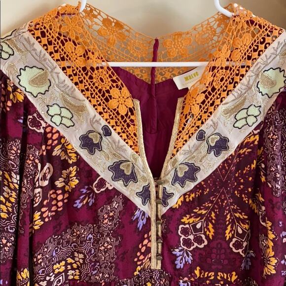 NWT Anthropologie MAEVE plum embroidered maxi dress - Picture 6 of 11